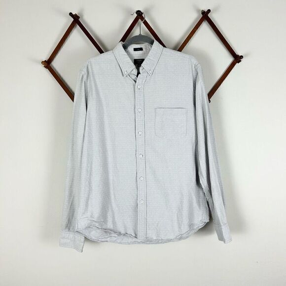 J. CREW Textured Oxford Long Sleeve Shirt Gray Size Large EUC H249 - Picture 1 of 5